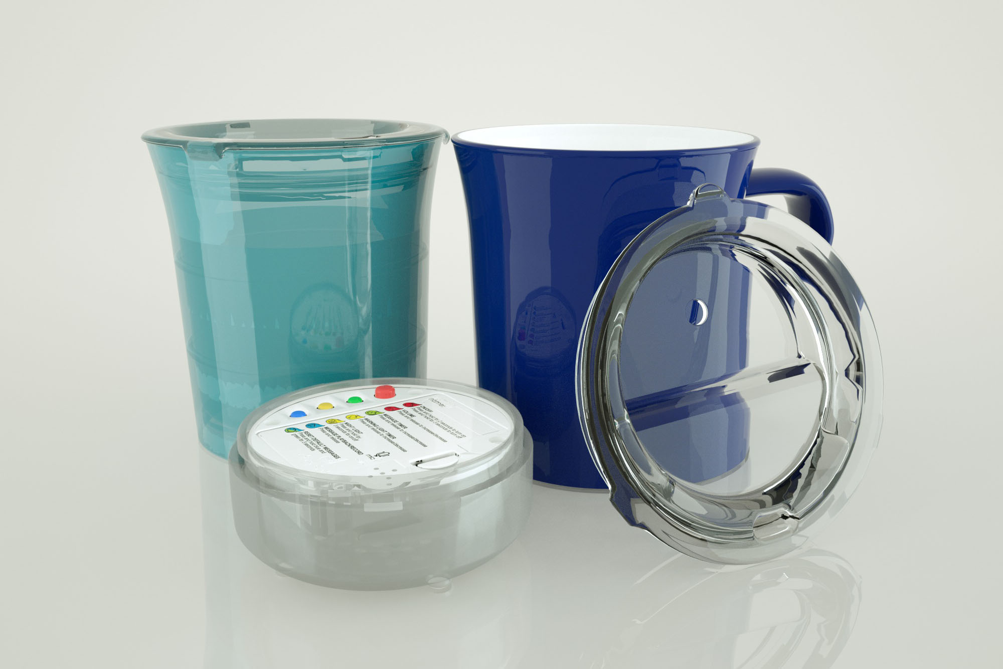 Droplet pair of cups, lid and base